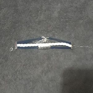 Navy blue and white, believe bracelet